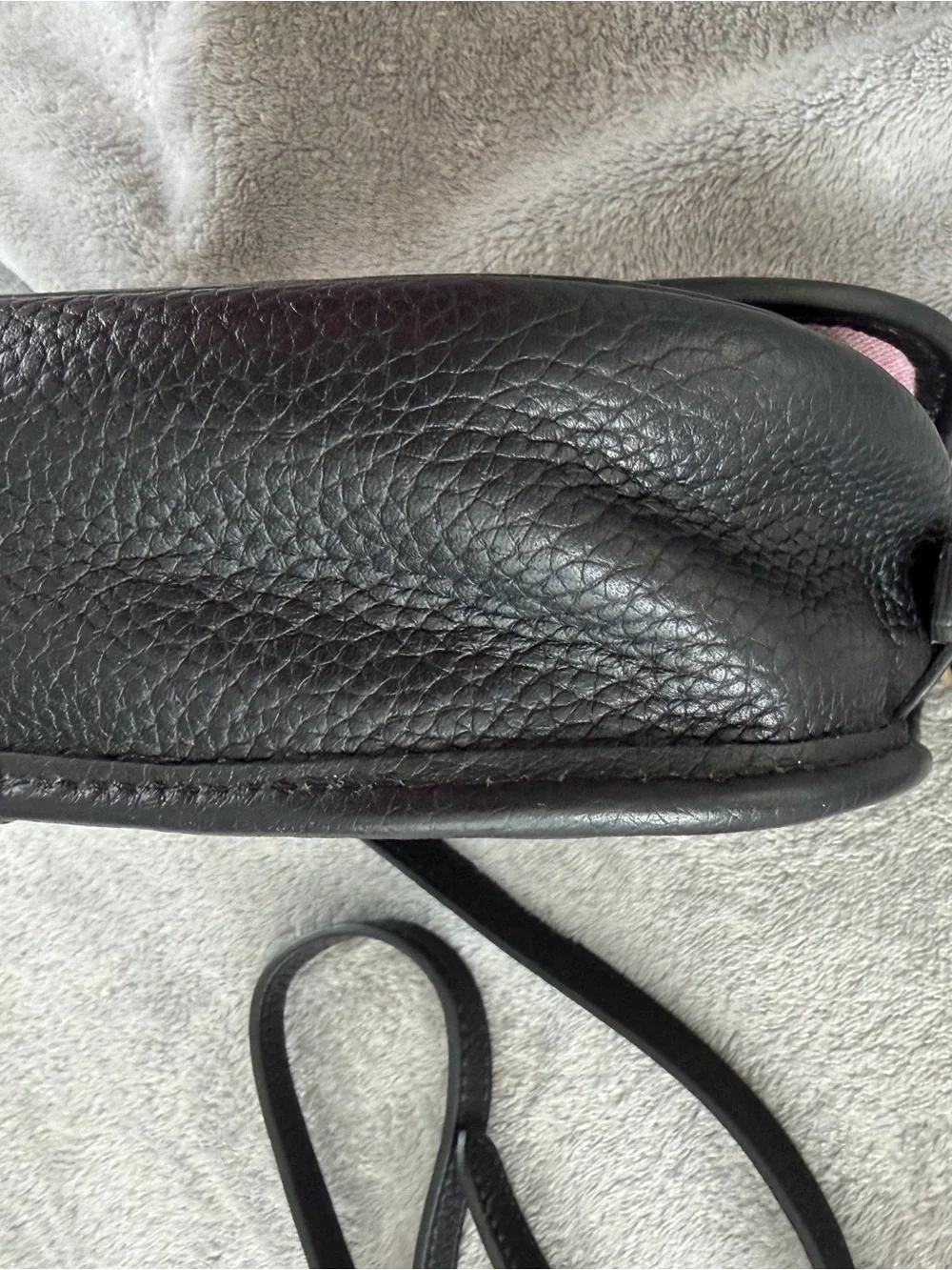 Dooney & Bourke Black Pebbled Leather Mini Crossbody with Gold Plaque